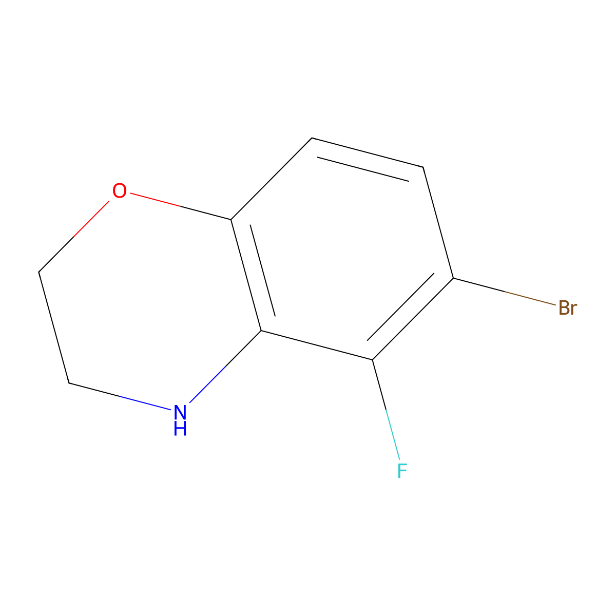 6-Bromo-5-fluoro-3,4-dihydro-2H-benzo[b][1,4]oxazine molecular structure, CAS 1256256-00-4