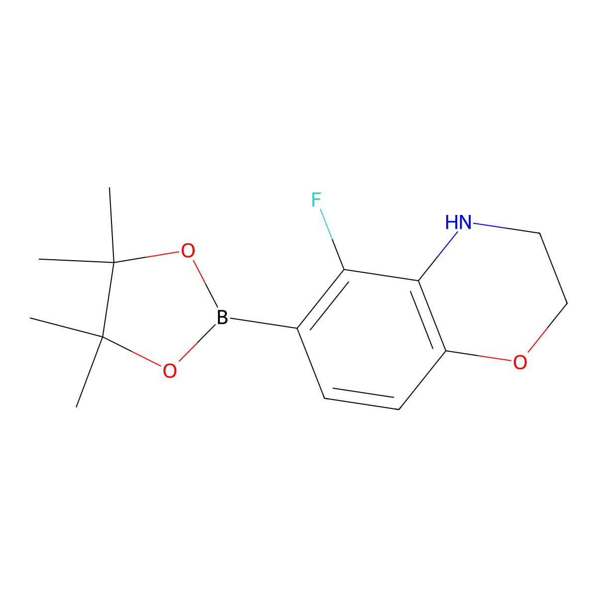 5-Fluoro-6-(4,4,5,5-tetramethyl-1,3,2-dioxaborolan-2-yl)-3,4-dihydro-2H-benzo[b][1,4]oxazine molecular structure, CAS 1256256-02-6
