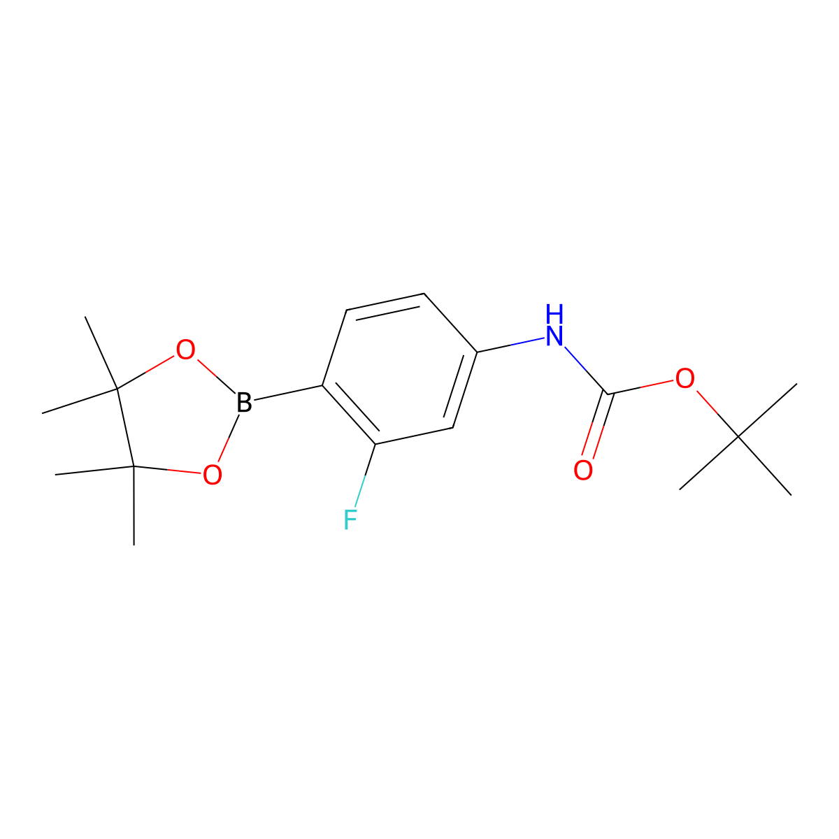 tert-Butyl (3-fluoro-4-(4,4,5,5-tetramethyl-1,3,2-dioxaborolan-2-yl)phenyl)carbamate molecular structure, CAS 1256256-45-7