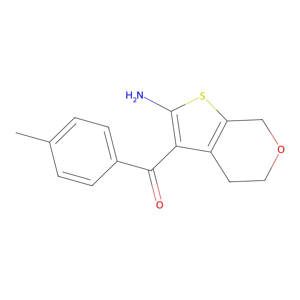 3-(4-methylbenzoyl)-4H,5H,7H-thieno[2,3-c]pyran-2-amine molecular structure, CAS 1256257-07-4