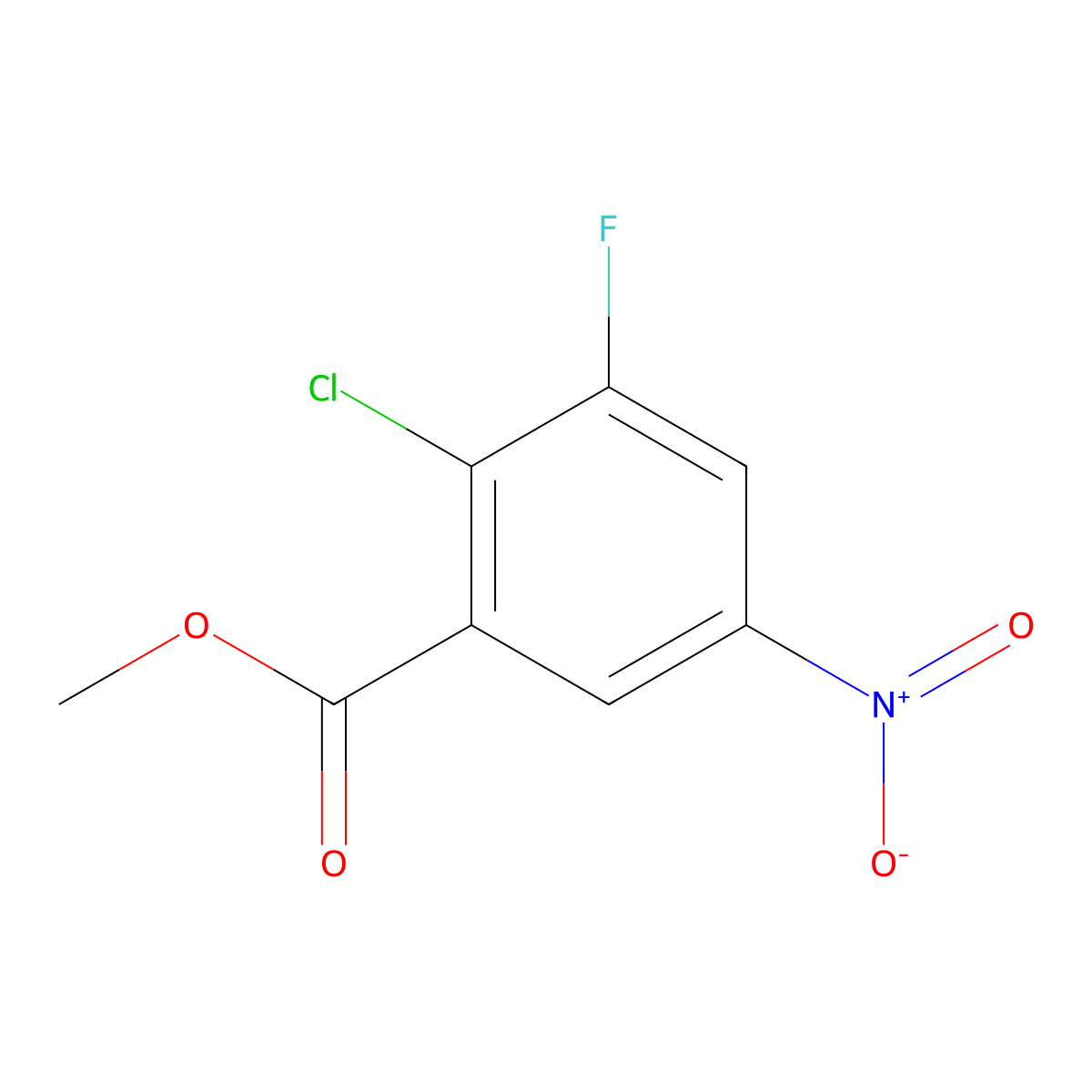 Methyl 2-chloro-3-fluoro-5-nitrobenzoate molecular structure, CAS 1256260-39-5