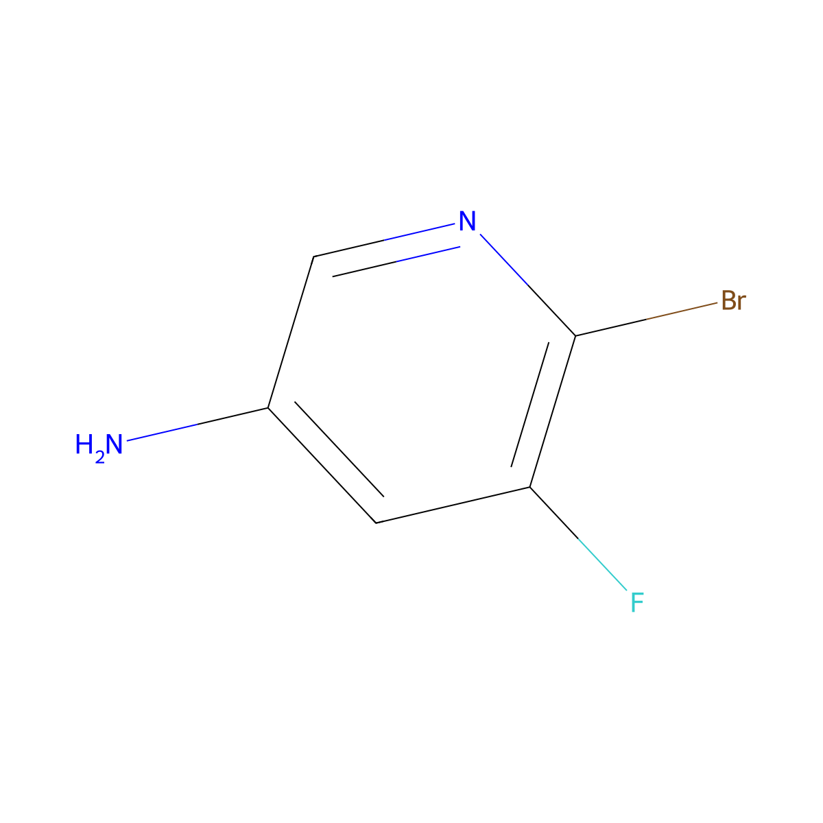 6-Bromo-5-fluoropyridin-3-amine molecular structure, CAS 1256276-41-1