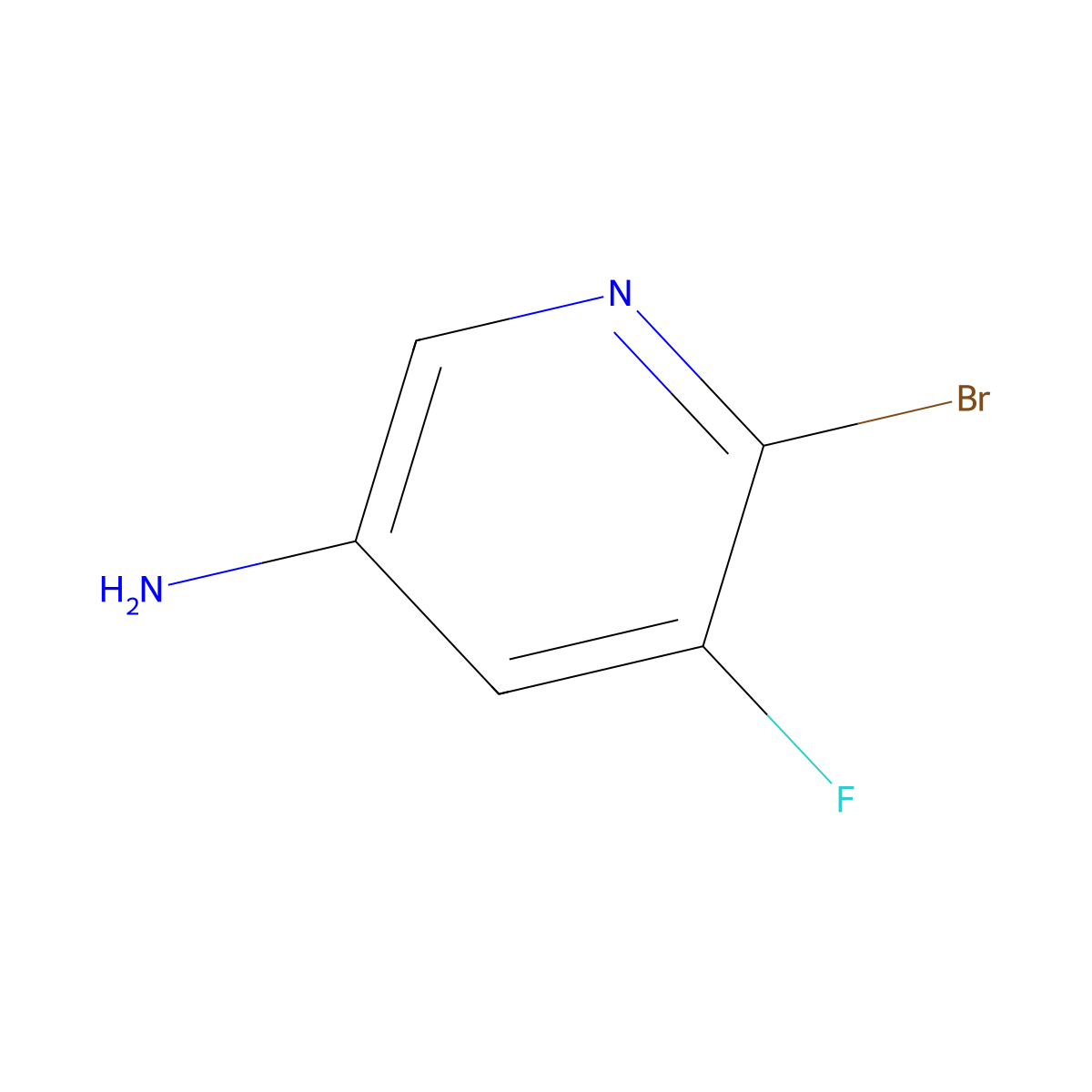 6-Bromo-5-fluoropyridin-3-amine molecular structure, CAS 1256276-41-1