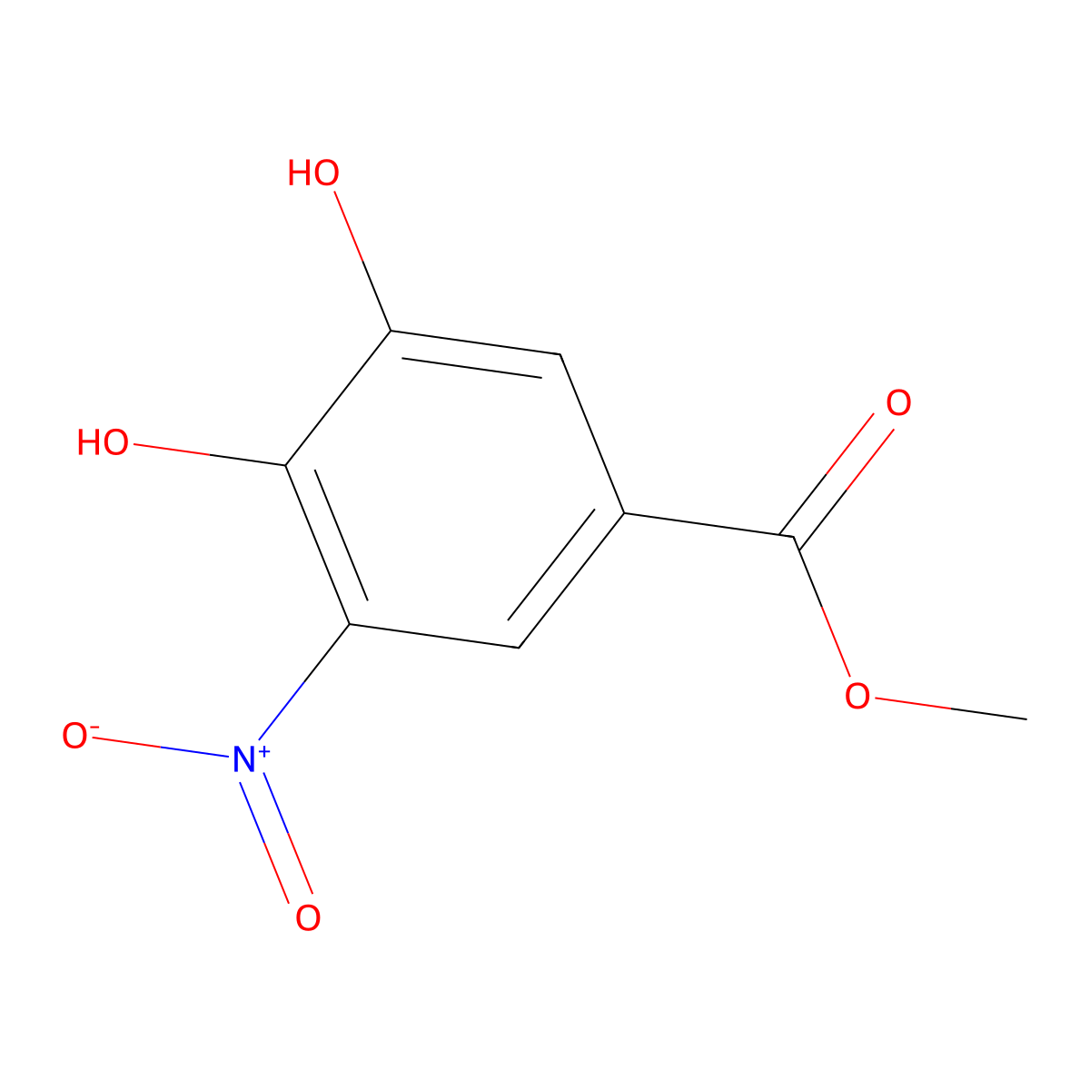 Benzoic acid, 3,4-dihydroxy-5-nitro-, methyl ester molecular structure, CAS 125629-01-8