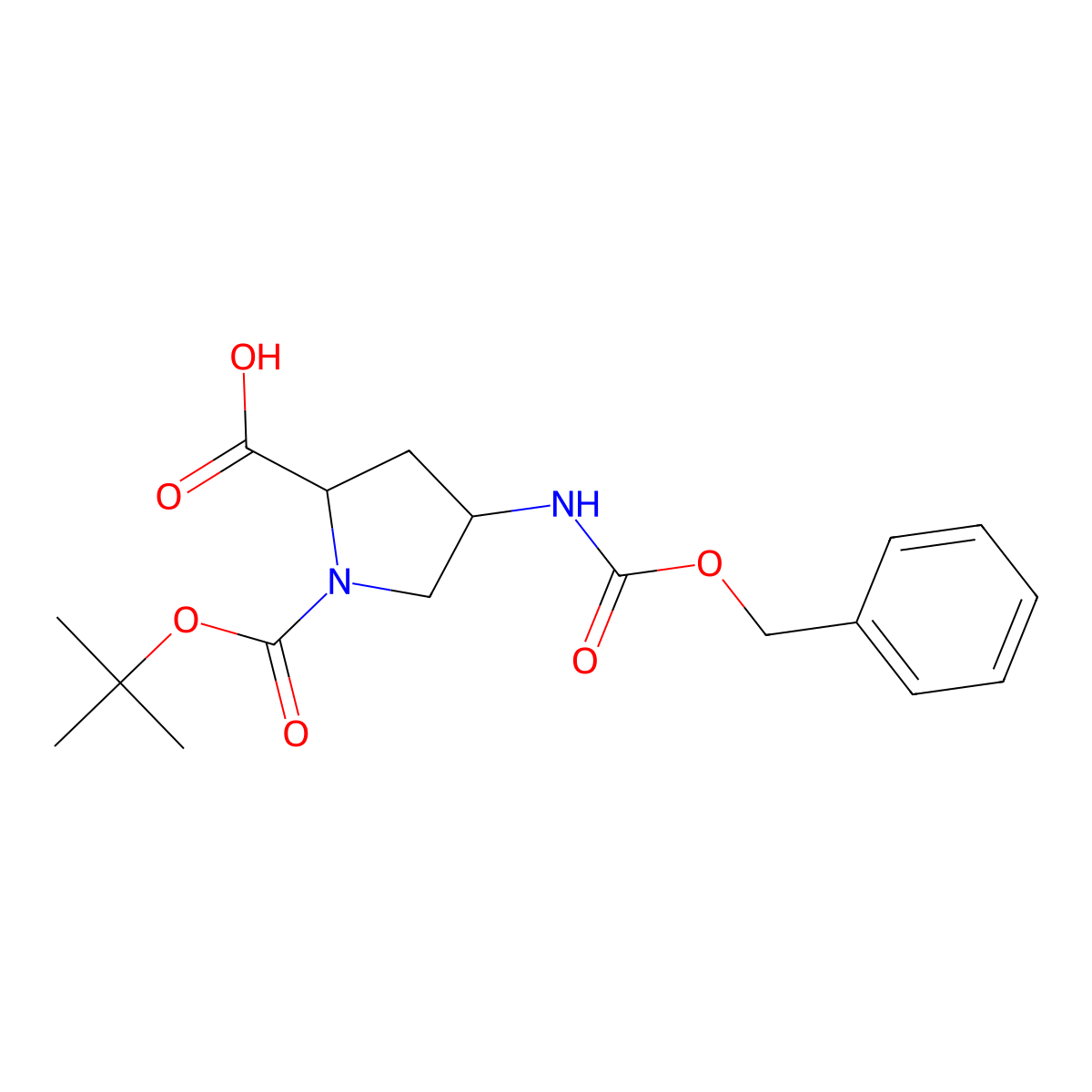 4-(((Benzyloxy)carbonyl)amino)-1-(tert-butoxycarbonyl)pyrrolidine-2-carboxylic acid molecular structure, CAS 125629-99-4