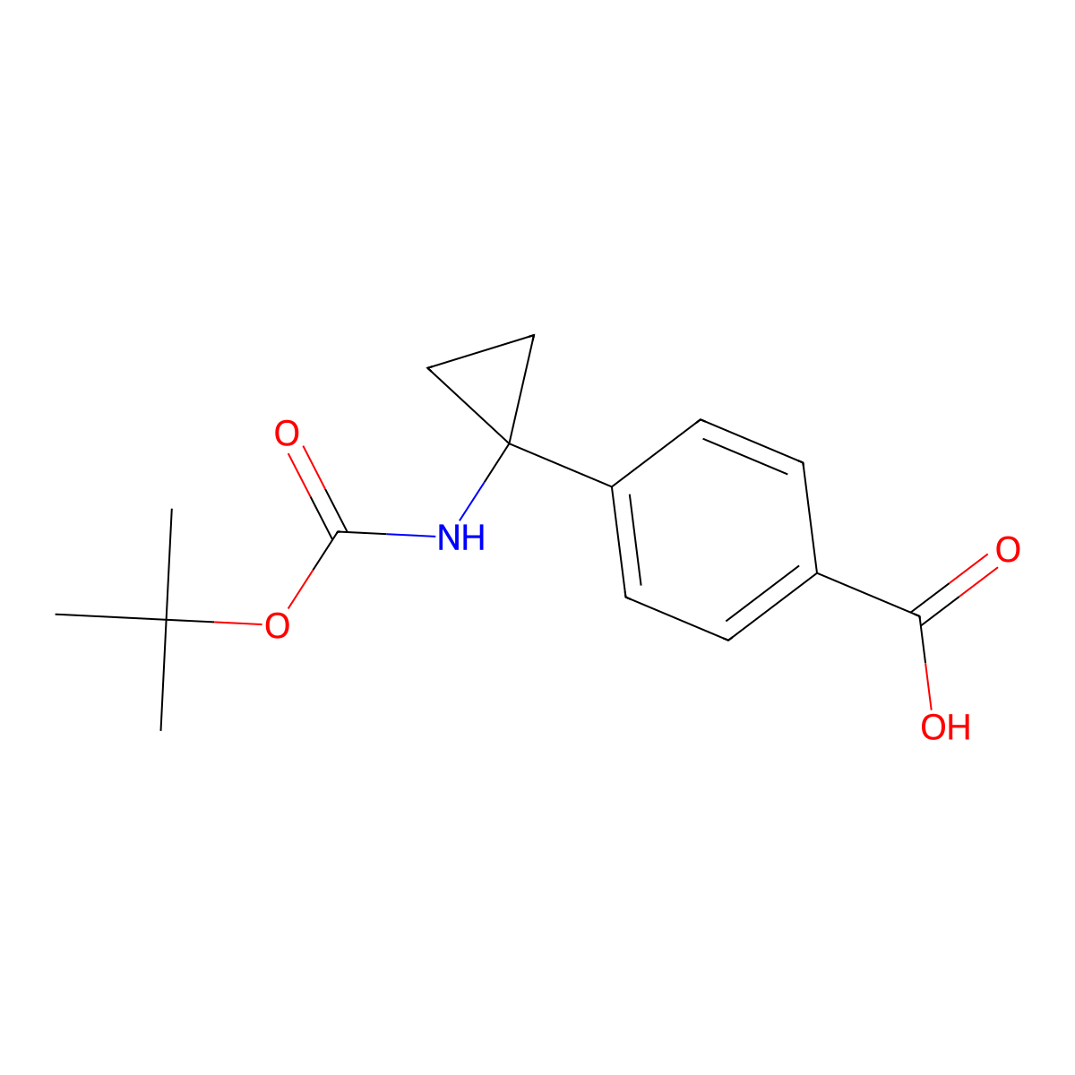 4-(1-((Tert-butoxycarbonyl)amino)cyclopropyl)benzoic acid molecular structure, CAS 1256336-73-8