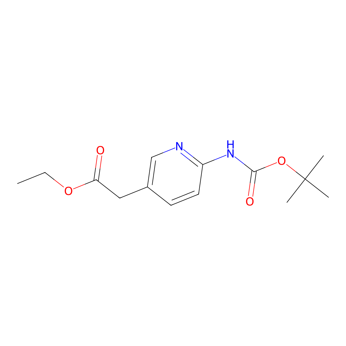 Ethyl 2-(6-((tert-butoxycarbonyl)amino)pyridin-3-yl)acetate molecular structure, CAS 1256337-01-5