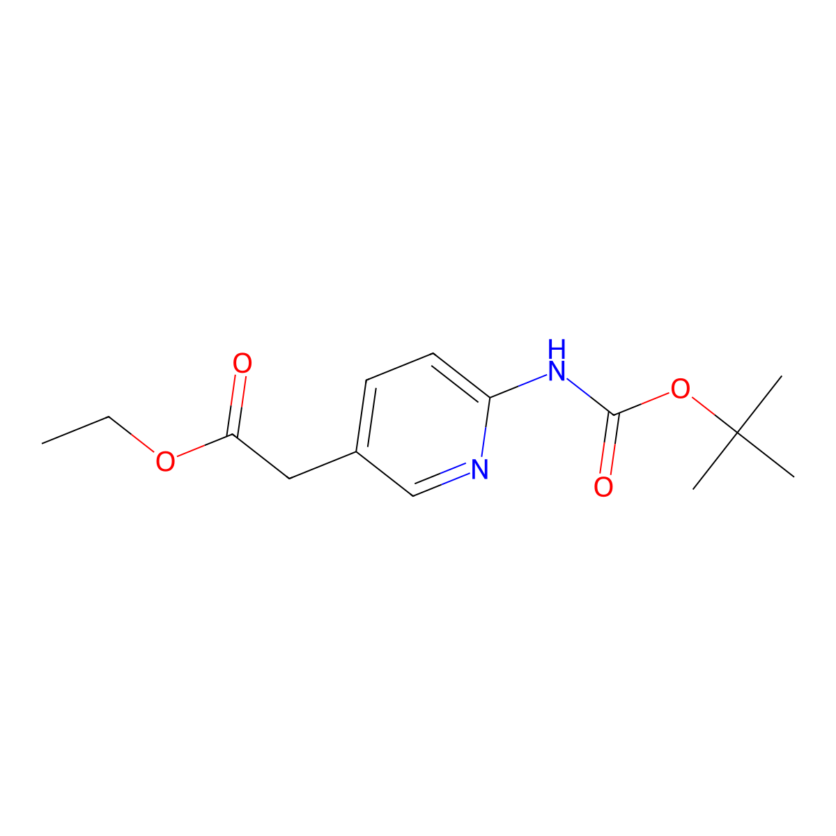 Ethyl 2-(6-((tert-butoxycarbonyl)amino)pyridin-3-yl)acetate molecular structure, CAS 1256337-01-5