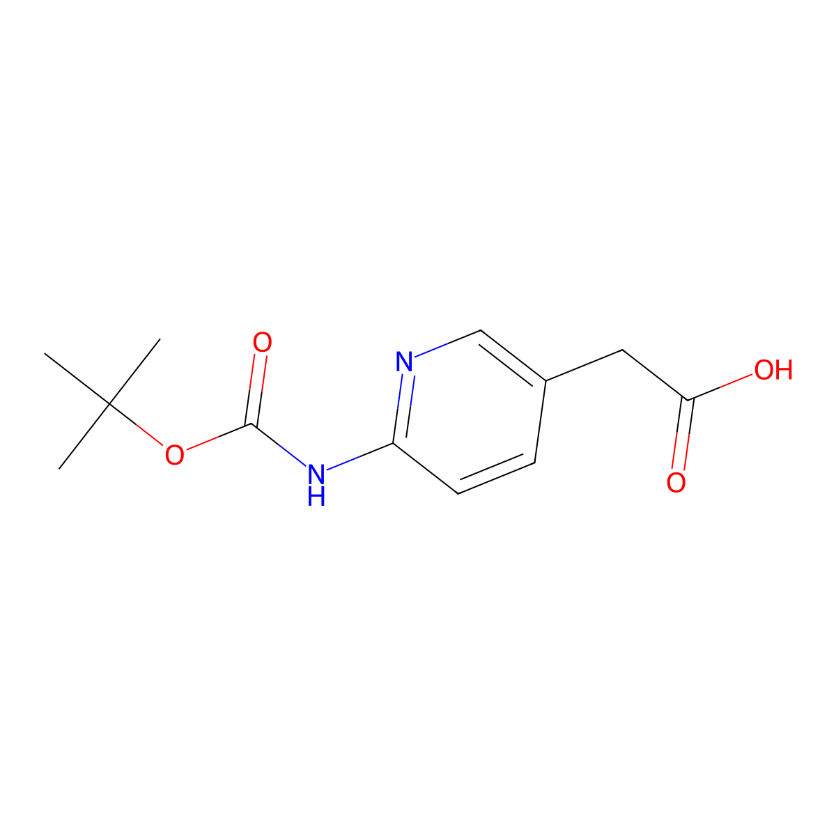 2-(6-{[(Tert-butoxy)carbonyl]amino}pyridin-3-yl)acetic acid molecular structure, CAS 1256337-02-6