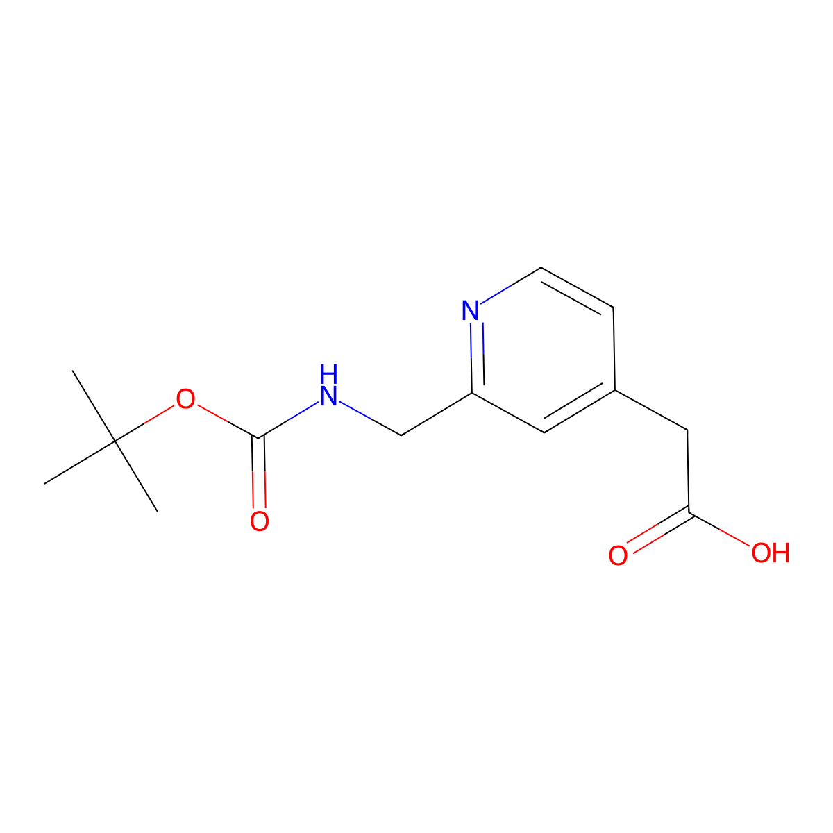 2-[2-({[(Tert-butoxy)carbonyl]amino}methyl)pyridin-4-yl]acetic acid molecular structure, CAS 1256337-28-6