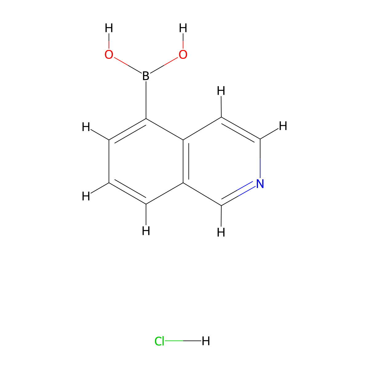 Isoquinolin-5-ylboronic acid hydrochloride molecular structure, CAS 1256345-46-6