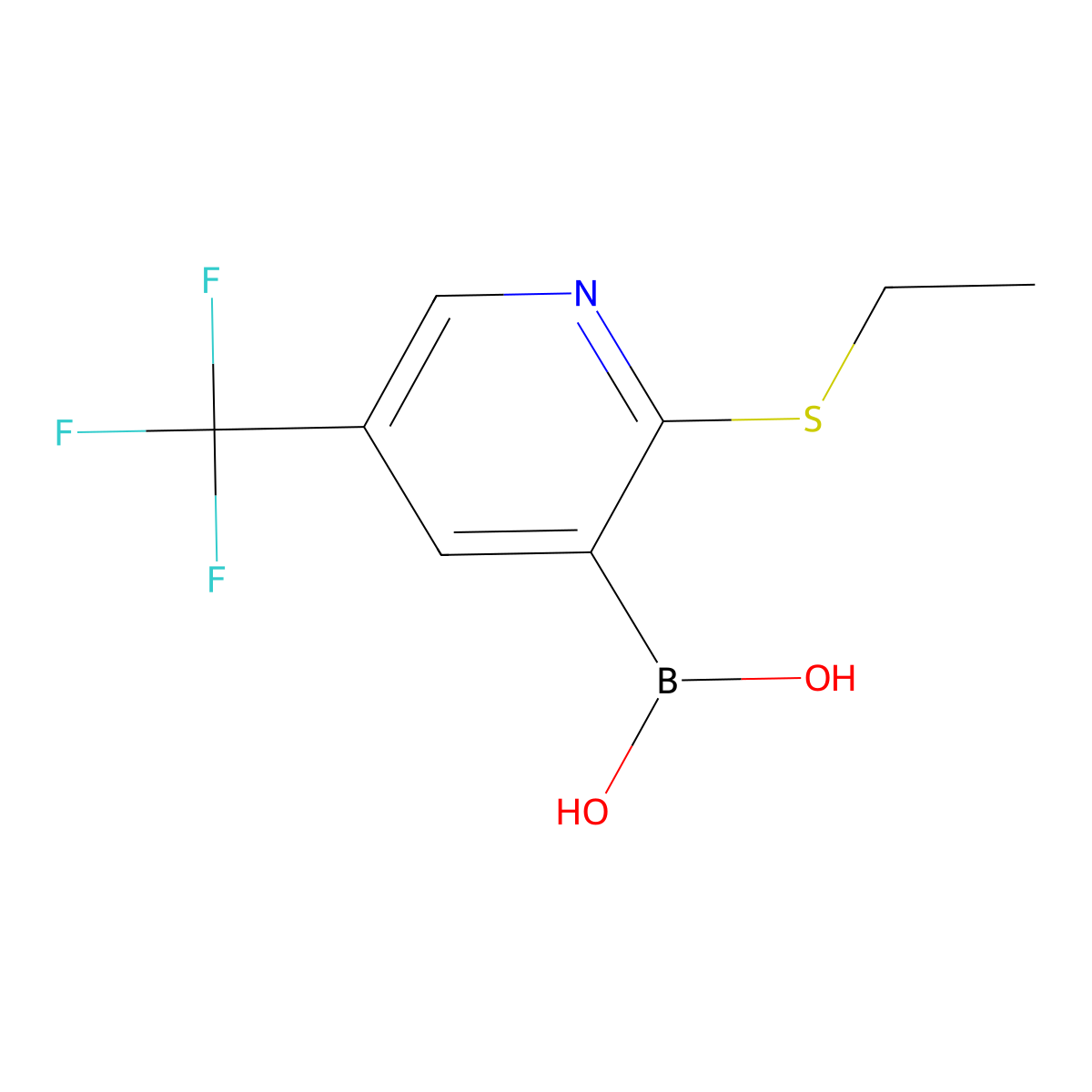 2-Ethylthio-5-trifluoromethylpyridine-3-boronic acid molecular structure, CAS 1256345-55-7