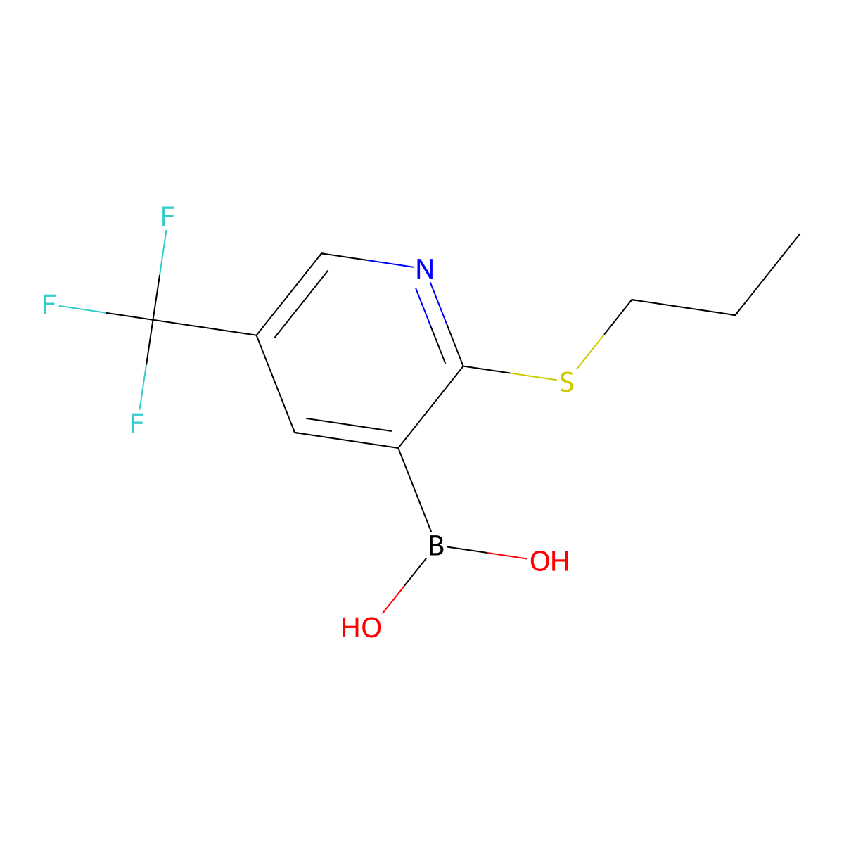 2-Propylthio-5-trifluoromethylpyridine-3-boronic acid molecular structure, CAS 1256345-56-8