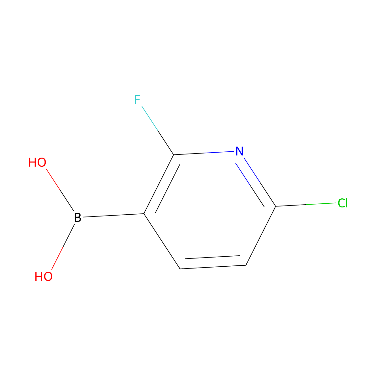 (6-Chloro-2-fluoropyridin-3-yl)boronic acid molecular structure, CAS 1256345-66-0