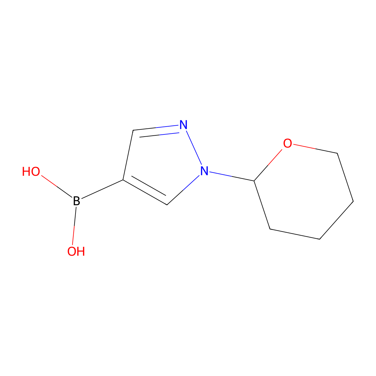 1-(Tetrahydro-2H-pyran-2-yl)pyrazole-4-boronic acid molecular structure, CAS 1256345-68-2