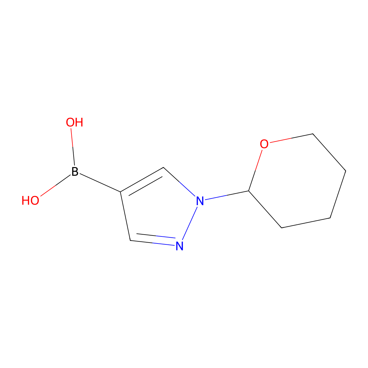 1-(Tetrahydro-2H-pyran-2-yl)pyrazole-4-boronic acid molecular structure, CAS 1256345-68-2