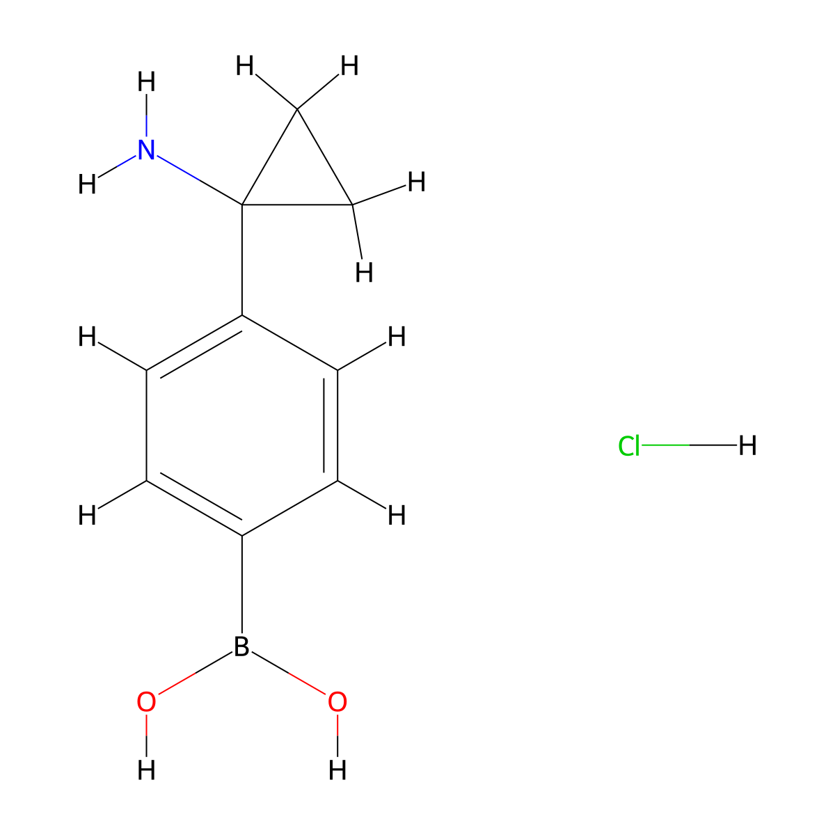 4-(1-Aminocyclopropyl)phenylboronic acid hydrochloride molecular structure, CAS 1256345-72-8