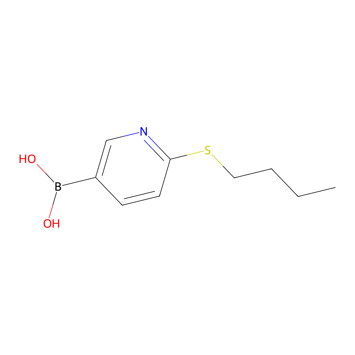 (6-(Butylthio)pyridin-3-yl)boronic acid molecular structure, CAS 1256345-89-7