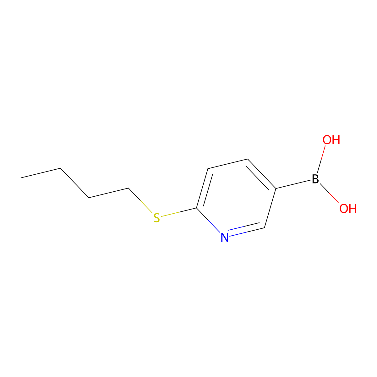 (6-(Butylthio)pyridin-3-yl)boronic acid molecular structure, CAS 1256345-89-7
