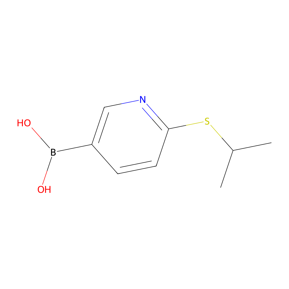 6-(Isopropylthio)pyridine-3-boronic acid molecular structure, CAS 1256345-90-0