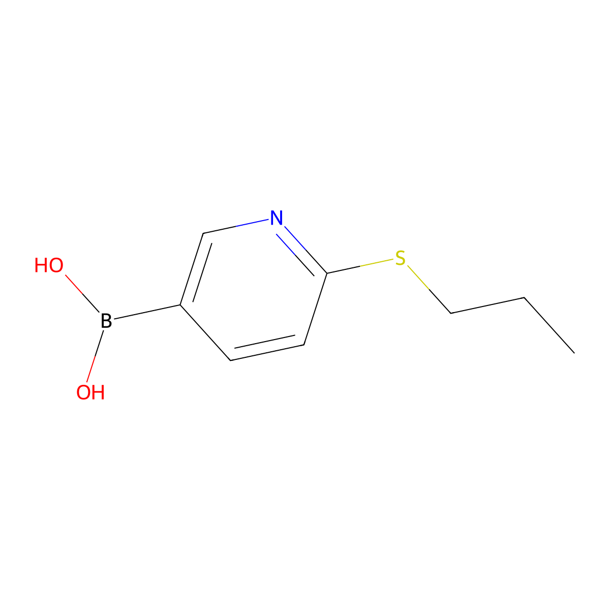 (6-(Propylthio)pyridin-3-yl)boronic acid molecular structure, CAS 1256345-97-7