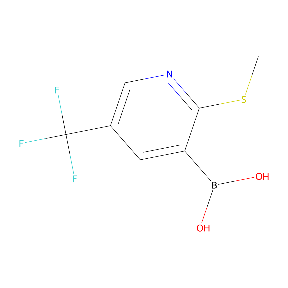 2-Methylthio-5-trifluoromethylpyridine-3-boronic acid molecular structure, CAS 1256346-08-3