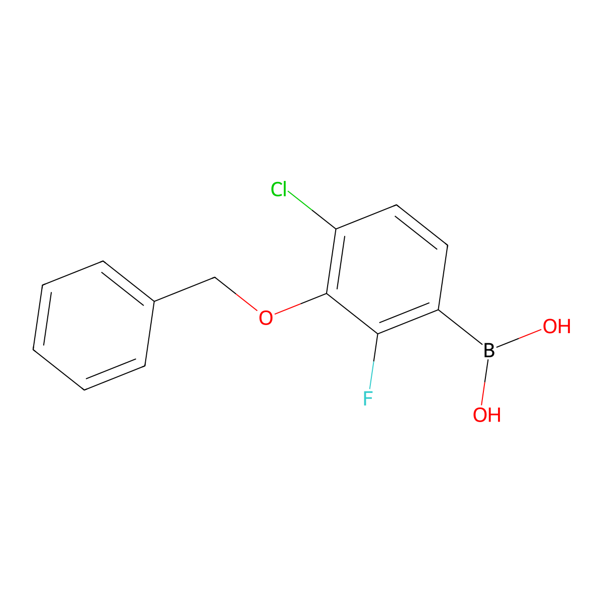 3-Benzyloxy-4-chloro-2-fluorophenylboronic acid molecular structure, CAS 1256346-27-6