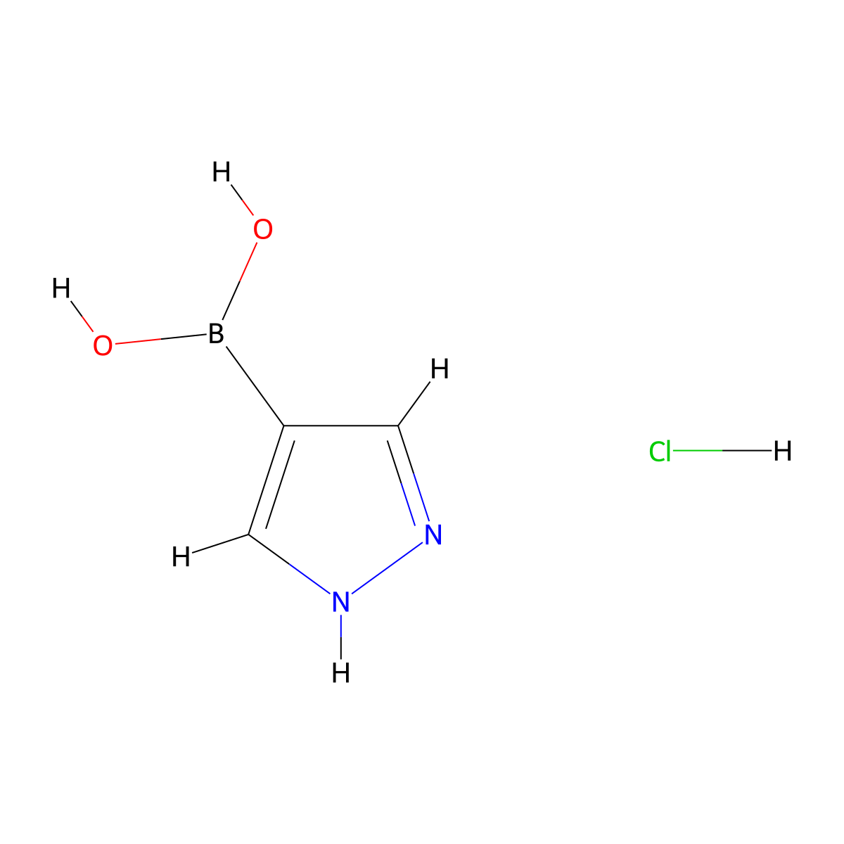 Boronic acid, B-1H-pyrazol-4-yl-, hydrochloride (1:1) molecular structure, CAS 1256346-38-9