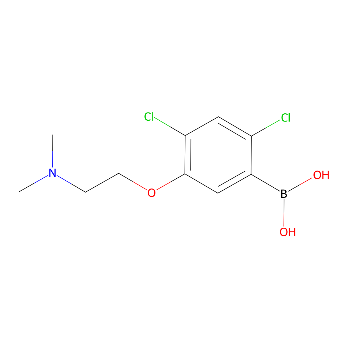 (2,4-Dichloro-5-(2-(dimethylamino)ethoxy)phenyl)boronic acid molecular structure, CAS 1256346-48-1