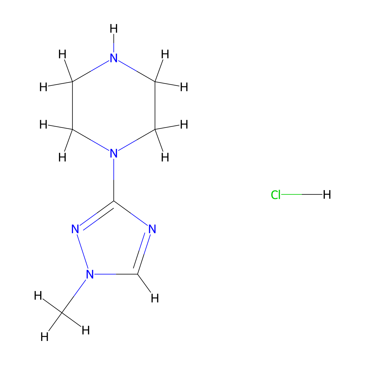 1-(1-methyl-1H-1,2,4-triazol-3-yl)piperazine hydrochloride molecular structure, CAS 1256352-96-1