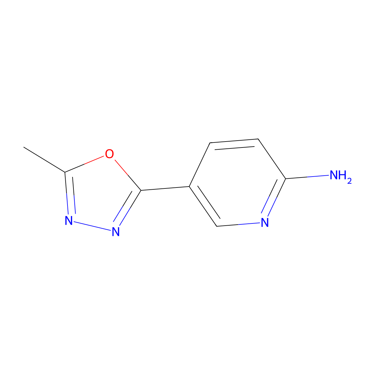 5-(5-Methyl-1,3,4-oxadiazol-2-yl)pyridin-2-amine molecular structure, CAS 1256353-00-0