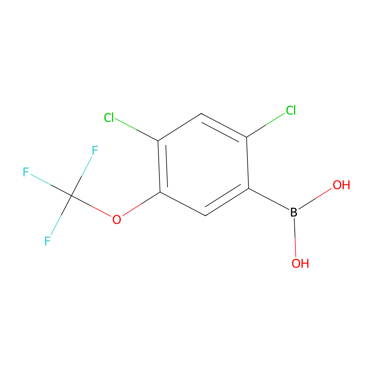 2,4-Dichloro-5-(trifluoromethoxy)phenylboronic acid molecular structure, CAS 1256354-96-7