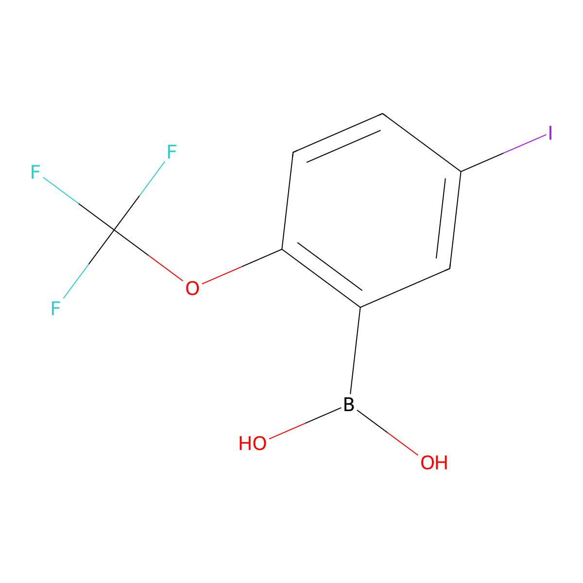 5-Iodo-2-trifluoromethoxyphenylboronic acid molecular structure, CAS 1256355-12-0