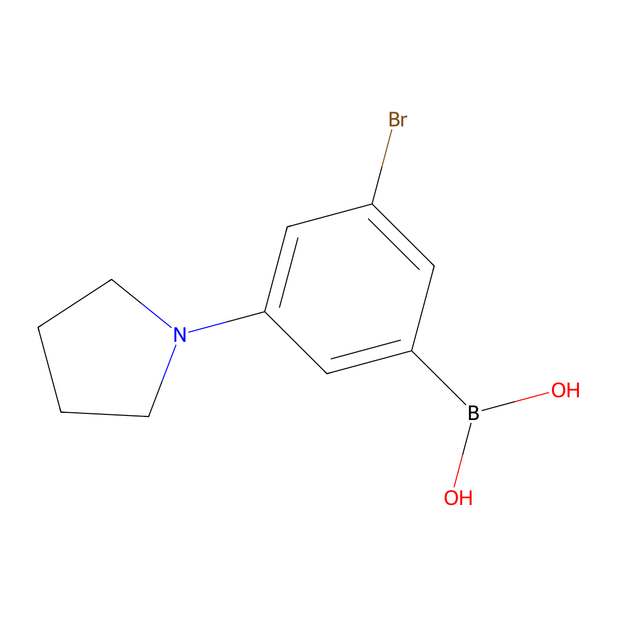 3-Bromo-5-pyrrolidinophenylboronic acid molecular structure, CAS 1256355-16-4