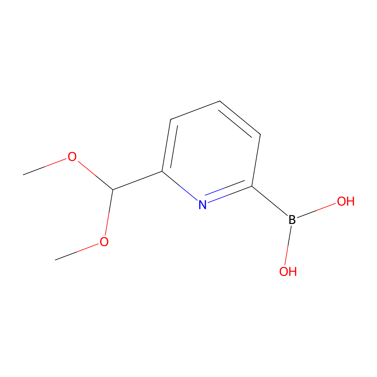 6-(Dimethoxymethyl)pyridin-2-ylboronic acid molecular structure, CAS 1256355-18-6