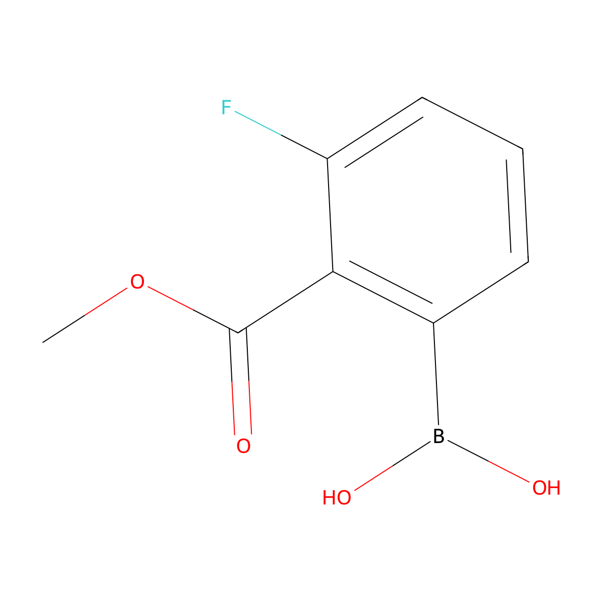 2-Methoxycarbonyl-3-fluorophenylboronic acid molecular structure, CAS 1256355-33-5