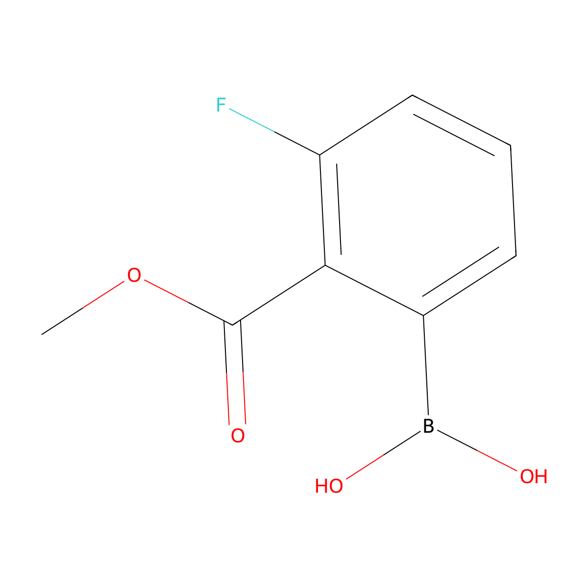 2-Methoxycarbonyl-3-fluorophenylboronic acid molecular structure, CAS 1256355-33-5