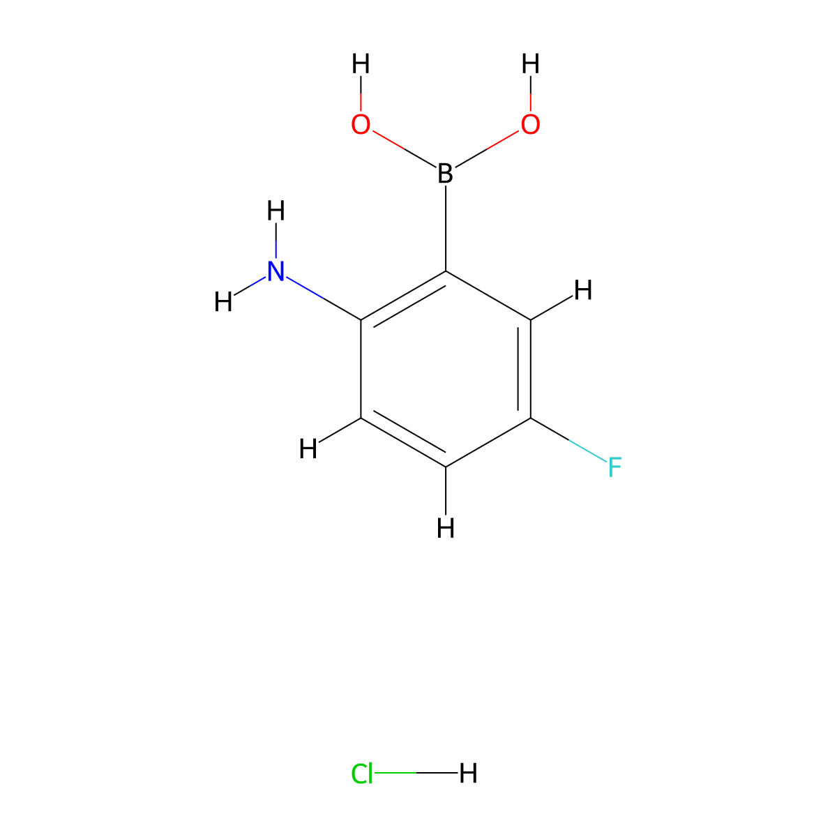 2-Amino-5-fluorophenylboronic acid hydrochloride molecular structure, CAS 1256355-45-9