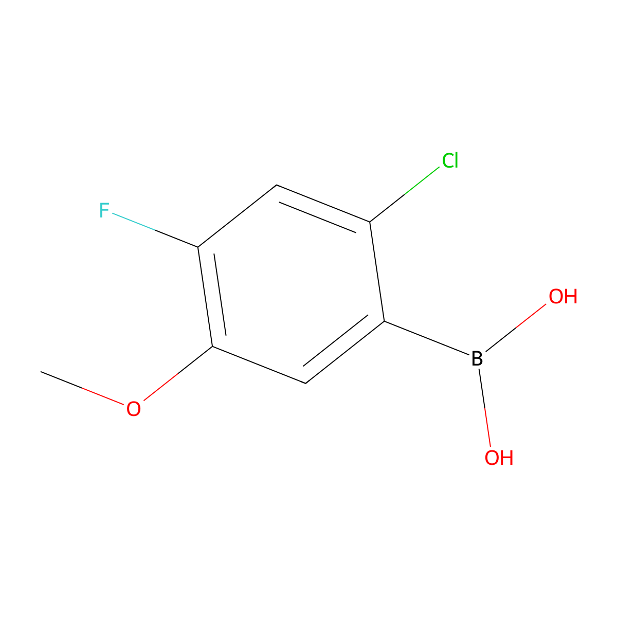 2-Chloro-4-fluoro-5-methoxyphenylboronic acid molecular structure, CAS 1256355-46-0