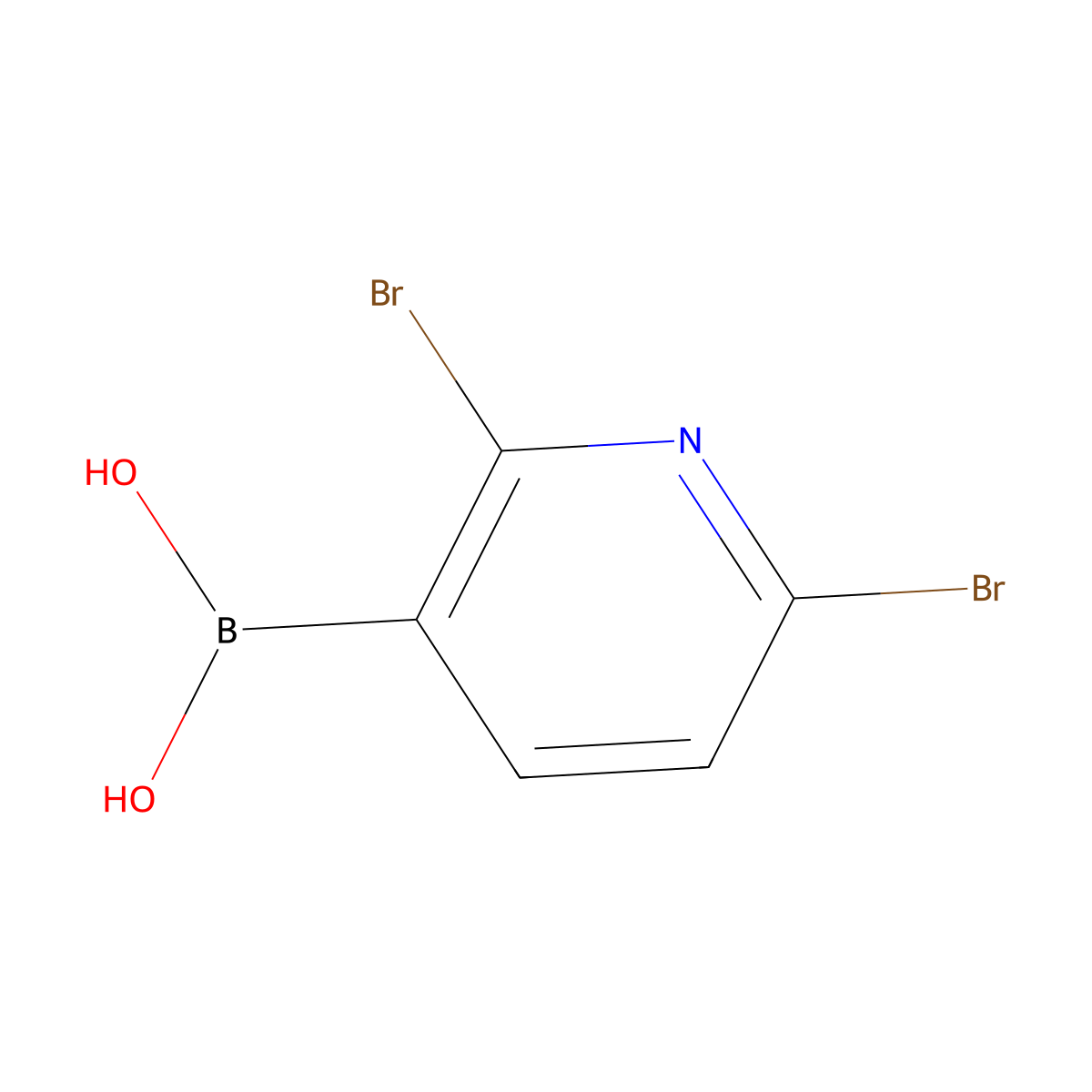 (2,6-Dibromopyridin-3-yl)boronic acid molecular structure, CAS 1256355-52-8