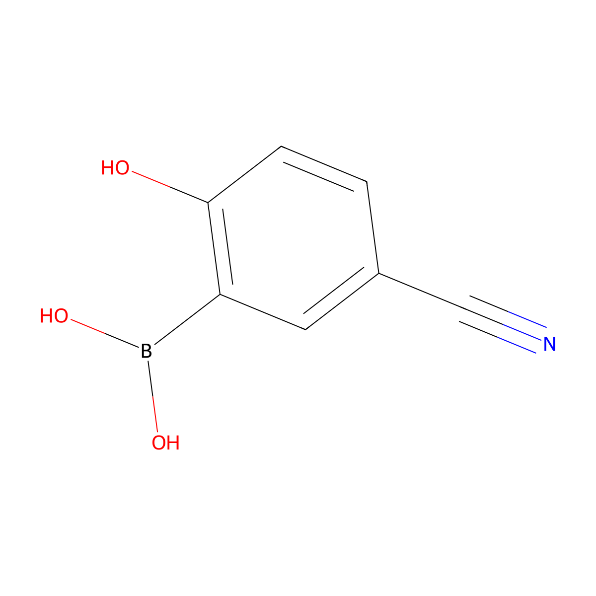 (5-Cyano-2-hydroxyphenyl)boronic acid molecular structure, CAS 1256355-57-3