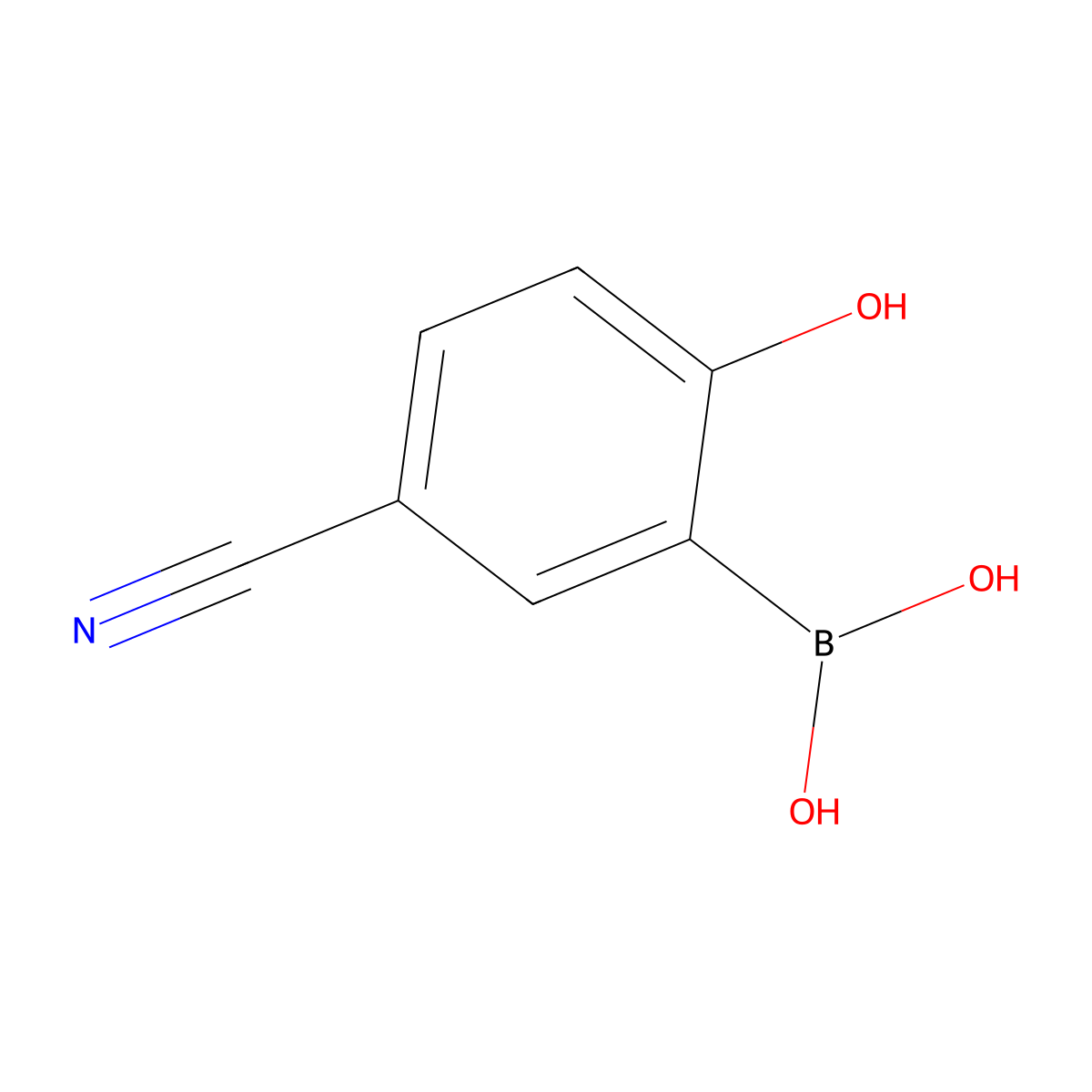 (5-Cyano-2-hydroxyphenyl)boronic acid molecular structure, CAS 1256355-57-3