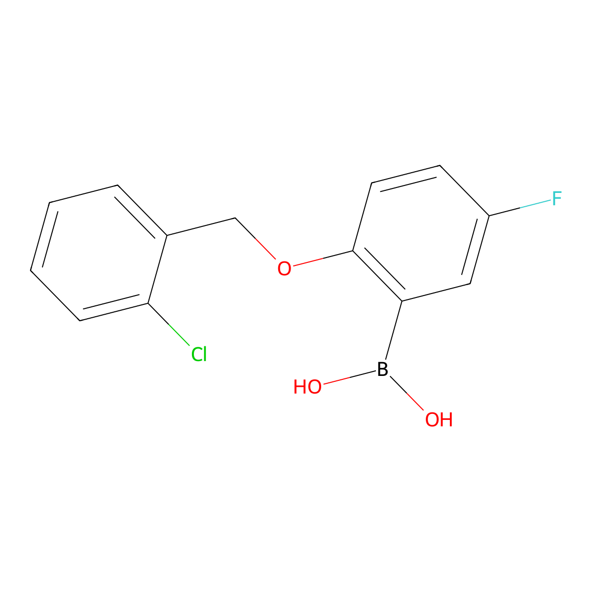 2-(2-Chlorophenylmethoxy)-5-fluorophenylboronic acid molecular structure, CAS 1256355-80-2