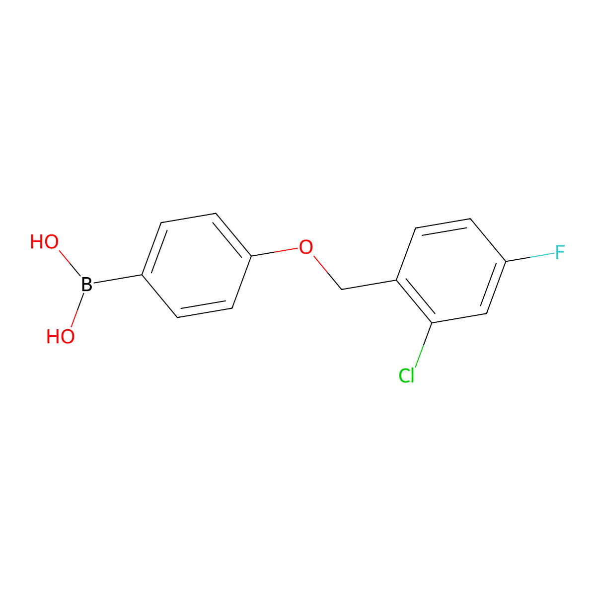 (4-((2-Chloro-4-fluorobenzyl)oxy)phenyl)boronic acid molecular structure, CAS 1256355-86-8