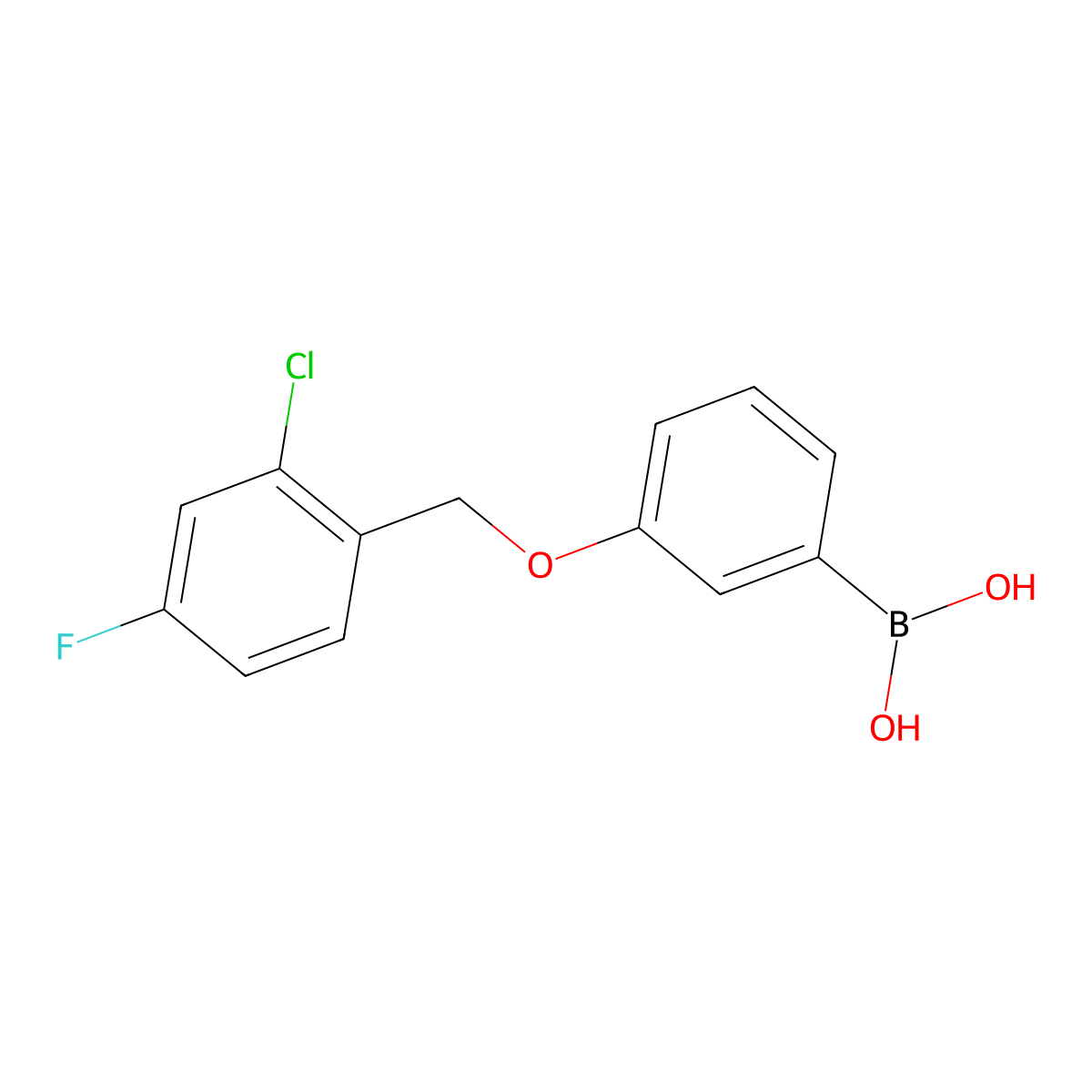 (3-((2-Chloro-4-fluorobenzyl)oxy)phenyl)boronic acid molecular structure, CAS 1256358-45-8