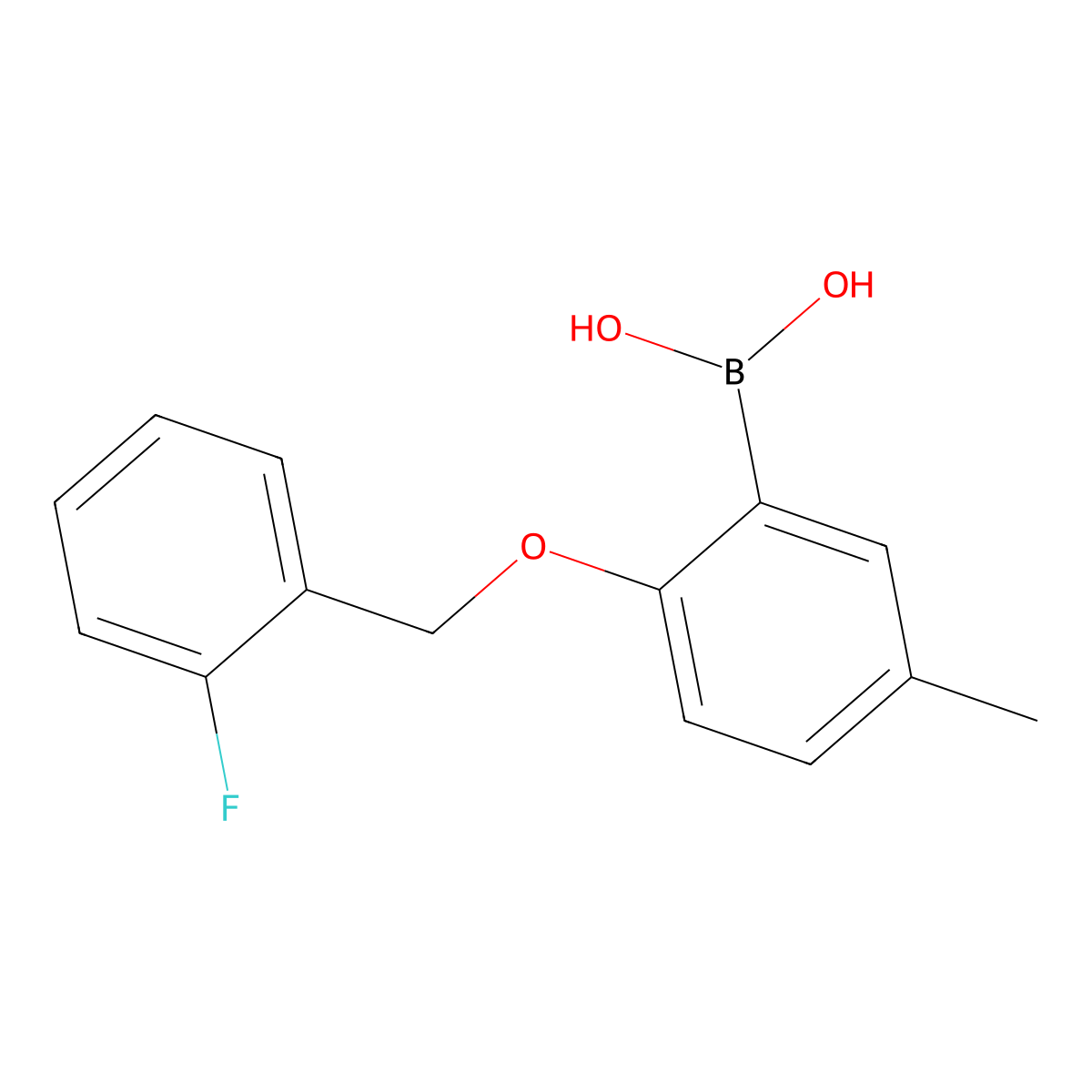 2-(2-Fluorophenylmethoxy)-5-methylphenylboronic acid molecular structure, CAS 1256358-51-6