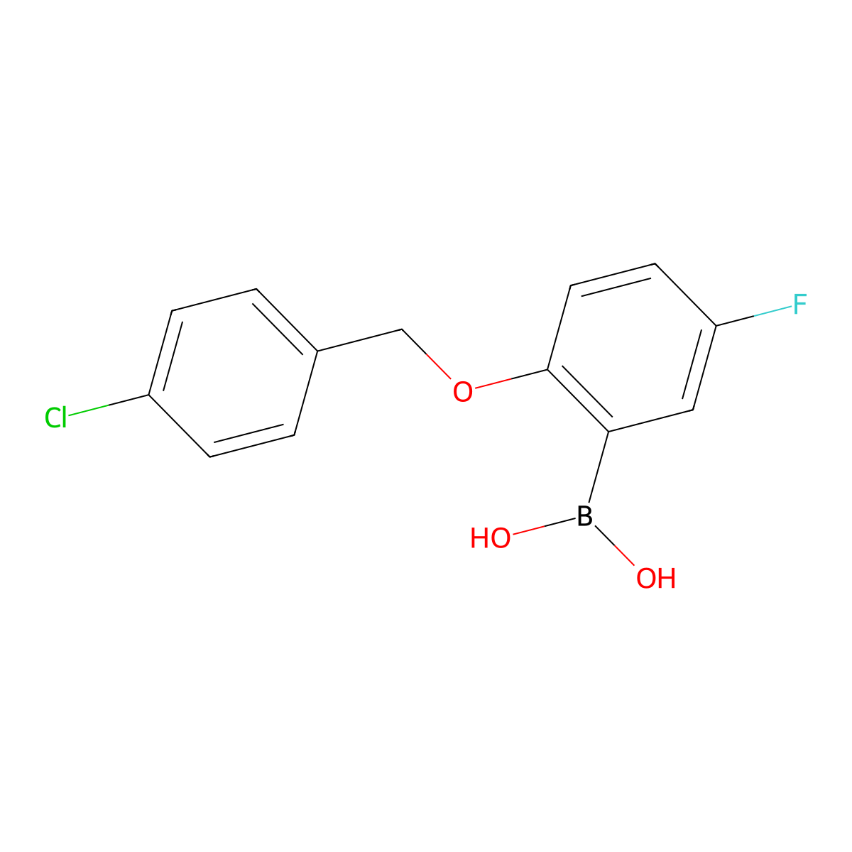 2-(4-Chlorophenylmethoxy)-5-fluorophenylboronic acid molecular structure, CAS 1256358-54-9