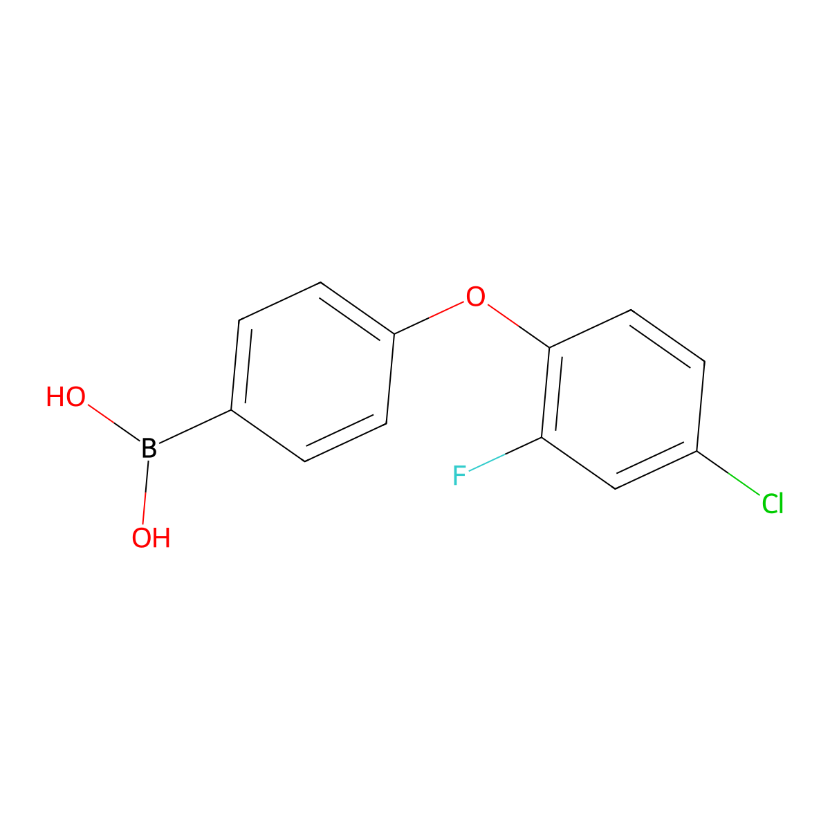 (4-(4-Chloro-2-fluorophenoxy)phenyl)boronic acid molecular structure, CAS 1256358-57-2