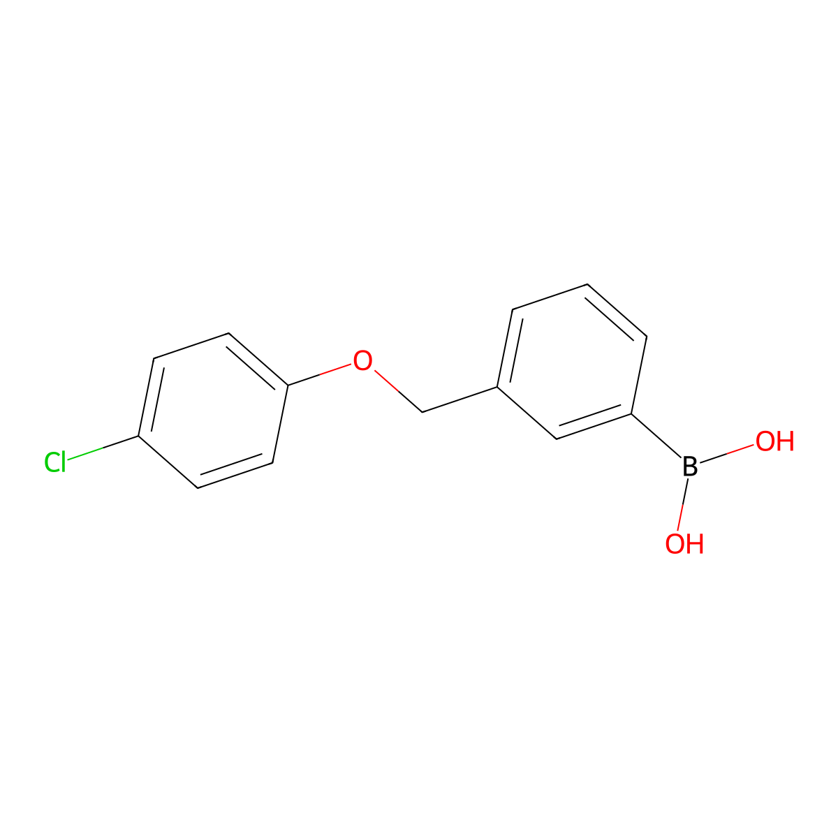 (3-((4-Chlorophenoxy)methyl)phenyl)boronic acid molecular structure, CAS 1256358-70-9