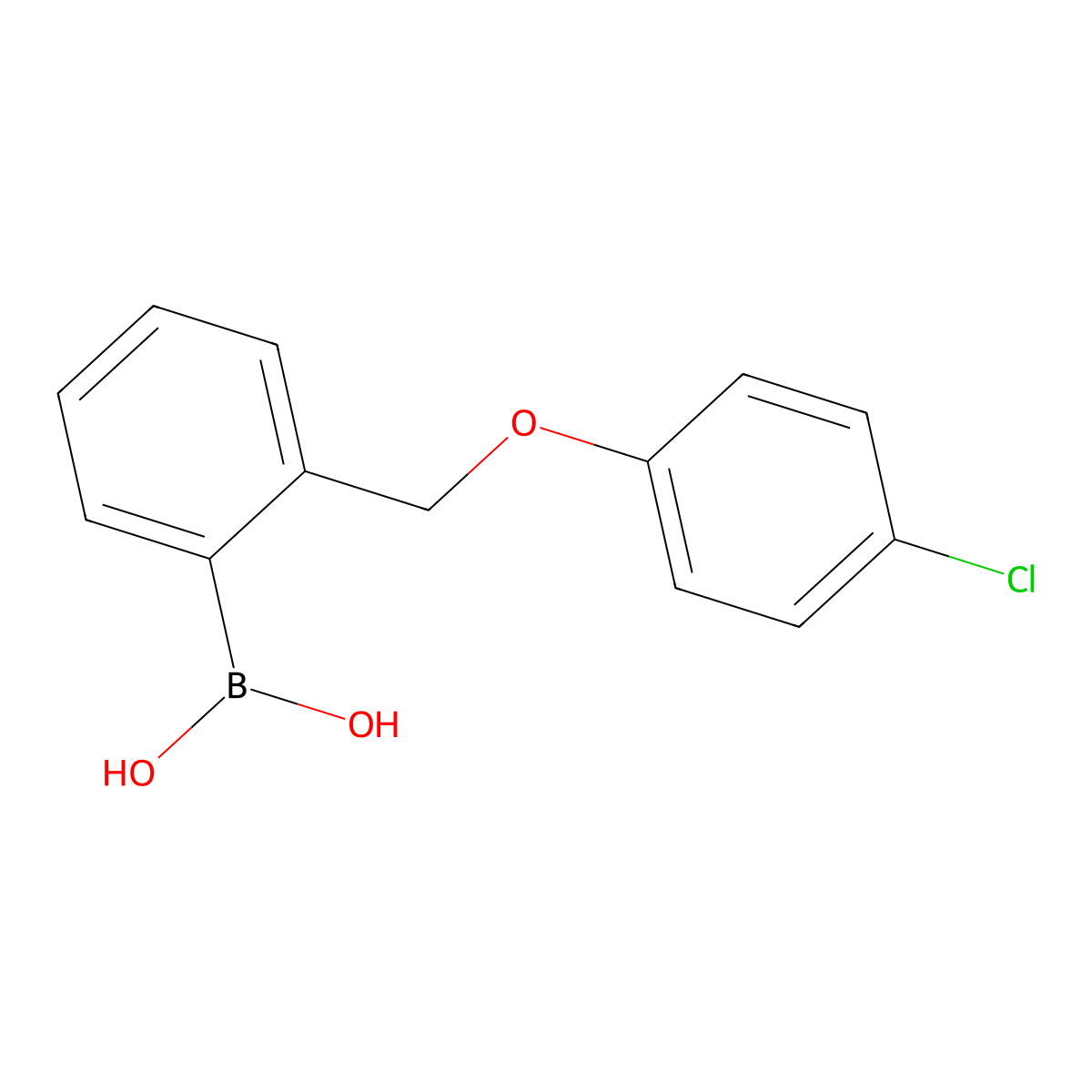(2-((4-Chlorophenoxy)methyl)phenyl)boronic acid molecular structure, CAS 1256358-71-0